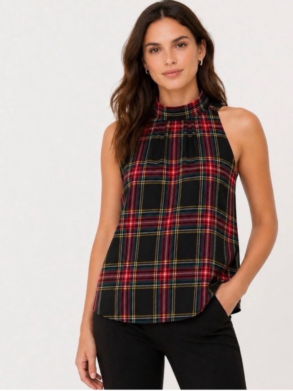 J. Crew Tartan Plaid High Neck Sleeveless Top